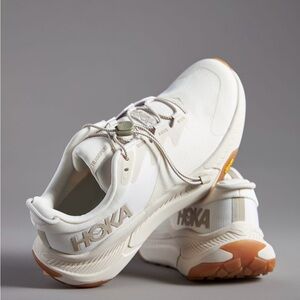 HOKA White and Tan Athletic Shoes